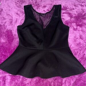 Forever 21 Black Peplum Sheer Tank Top